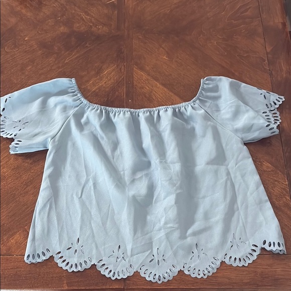 Tops - Women's Light Blue Off-Shoulder Top